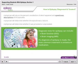 Screen capture from Teacher Awareness: Supporting Students with Epilepsy